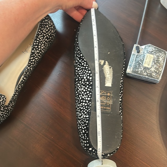 Long Tall Sally Black White Speckled Pointed Toe Flats Size 10 - Picture 13 of 14